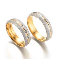 En Gros Nouveau Titane Acier Dépoli Diamant Couple Bague Nihaojewelry main image 6