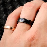 Wholesale Simple Plain Titanium Steel Micro-inlaid Crystal Sapphire Ring Nihaojewelry main image 3