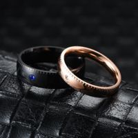 Wholesale Simple Plain Titanium Steel Micro-inlaid Crystal Sapphire Ring Nihaojewelry main image 4