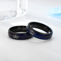 Wholesale Fashion Thermochromic Stainless Steel Couple Carved Ring Nihaojewelry main image 4