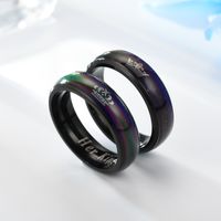 الجملة الأزياء Thermochromic الفولاذ المقاوم للصدأ زوجين منحوتة حلقة Nihaojewelry main image 5