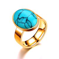 Wholesale Retro Turquoise Stainless Steel Couple Ring Nihaojewelry main image 3