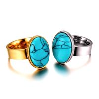 Wholesale Retro Turquoise Stainless Steel Couple Ring Nihaojewelry main image 5