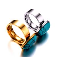 Wholesale Retro Turquoise Stainless Steel Couple Ring Nihaojewelry main image 6