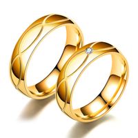 Großhandel Mode Glossy Gold Edelstahl Diamantringe Nihaojewelry main image 1