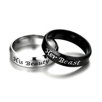 Wholesale Letters Her Beast His Beauty Couple Titanium Steel Ring Nihaojewelry main image 1