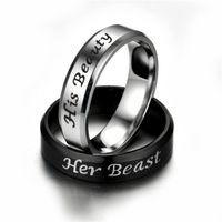 Wholesale Letters Her Beast His Beauty Couple Titanium Steel Ring Nihaojewelry main image 3