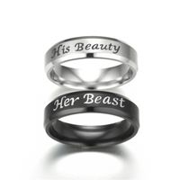 Wholesale Letters Her Beast His Beauty Couple Titanium Steel Ring Nihaojewelry main image 4