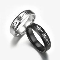 Wholesale Letters Her Beast His Beauty Couple Titanium Steel Ring Nihaojewelry main image 5