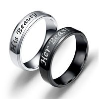 Wholesale Letters Her Beast His Beauty Couple Titanium Steel Ring Nihaojewelry main image 6