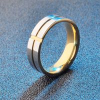 Wholesale Cross Stainless Steel Couple Blue Gold Glossy Ring Nihaojewelry main image 4