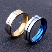 Wholesale Cross Stainless Steel Couple Blue Gold Glossy Ring Nihaojewelry main image 5
