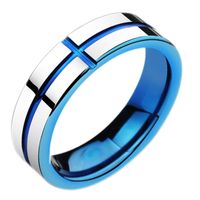 Vente En Gros Croix Couple Acier Inoxydable Or Bleu Brillant Bague Nihaojewelry main image 6