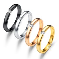Wholesale Titanium Steel Couple Single Zircon Rings Nihaojewelry main image 4