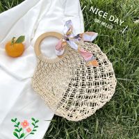 Korean Simple Hollow Straw Woven Handbag Wholesale Nihaojewelry sku image 2
