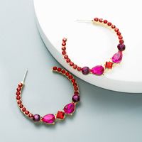 Wholesale Fashion Alloy Inlaid Color Rhinestone C-shaped Earrings Nihaojewelry sku image 1