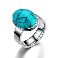 Wholesale Retro Turquoise Stainless Steel Couple Ring Nihaojewelry sku image 3
