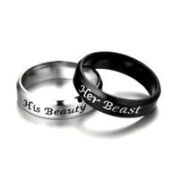 Wholesale Letters Her Beast His Beauty Couple Titanium Steel Ring Nihaojewelry sku image 7