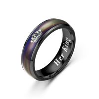 Wholesale Fashion Thermochromic Stainless Steel Couple Carved Ring Nihaojewelry sku image 1