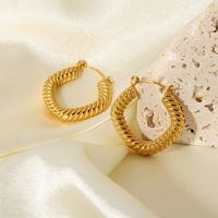 Vente En Gros Bijoux Enroulement Géométrique Boucles D&#39;oreilles En Acier Inoxydable En Forme De C Nihaojewelry main image 4