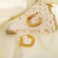 Vente En Gros Bijoux Enroulement Géométrique Boucles D&#39;oreilles En Acier Inoxydable En Forme De C Nihaojewelry main image 5