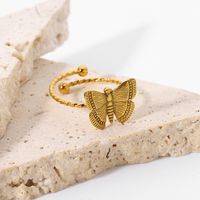 Wholesale Jewelry Butterfly Shape Gold-plated Stainless Steel Opening Ring Nihaojewelry main image 2