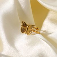Wholesale Jewelry Butterfly Shape Gold-plated Stainless Steel Opening Ring Nihaojewelry main image 5
