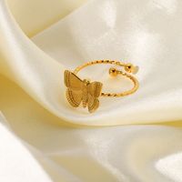 Wholesale Bijoux En Forme De Papillon Bague D&#39;ouverture En Acier Inoxydable Plaqué Or Nihaojewelry main image 6