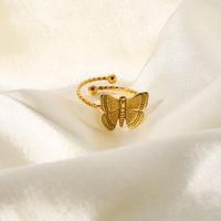 Wholesale Jewelry Butterfly Shape Gold-plated Stainless Steel Opening Ring Nihaojewelry main image 7