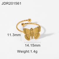 Wholesale Jewelry Butterfly Shape Gold-plated Stainless Steel Opening Ring Nihaojewelry sku image 1