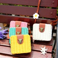Candy Color Straw Woven Square Messenger Bag Wholesale Nihaojewelry main image 3