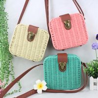 Candy Color Straw Woven Square Messenger Bag Wholesale Nihaojewelry main image 4