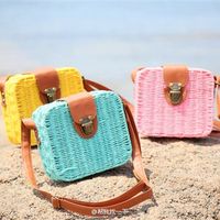 Candy Color Straw Woven Square Messenger Bag Wholesale Nihaojewelry main image 6