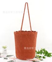 Mori Women's Literary Fan Xiaoqing Novice Cotton Thread Bucket Bag Vintage Cotton And Linen Woven Bag Shoulder Straw-weaved Women's Bag main image 4