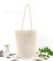 Mori Women's Literary Fan Xiaoqing Novice Cotton Thread Bucket Bag Vintage Cotton And Linen Woven Bag Shoulder Straw-weaved Women's Bag main image 5