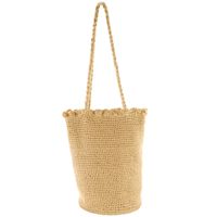 Mori Women's Literary Fan Xiaoqing Novice Cotton Thread Bucket Bag Vintage Cotton And Linen Woven Bag Shoulder Straw-weaved Women's Bag main image 6