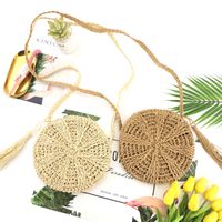 One Piece Dropshipping New Paper String Tassel Straw Bag Mobile Coin Purse Small Round Woven Casual Bag Women's Bag main image 1