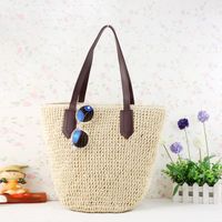 Nuevo Bolso De Paja Casual Ins Bolso De Hombro Tejido Bolso De Playa De Moda Bolso De Mujer Una Pieza Dropshipping main image 3