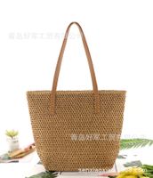 Woven One-color Straw Beach Bag Wholesale Nihaojewelry sku image 2