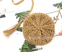 One Piece Dropshipping New Paper String Tassel Straw Bag Mobile Coin Purse Small Round Woven Casual Bag Women's Bag sku image 2