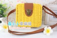 Candy Color Straw Woven Square Messenger Bag Wholesale Nihaojewelry sku image 1