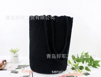 Mori Women's Literary Fan Xiaoqing Novice Cotton Thread Bucket Bag Vintage Cotton And Linen Woven Bag Shoulder Straw-weaved Women's Bag sku image 3