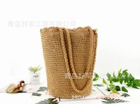Mori Women's Literary Fan Xiaoqing Novice Cotton Thread Bucket Bag Vintage Cotton And Linen Woven Bag Shoulder Straw-weaved Women's Bag sku image 5