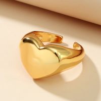 Koreanischer Herzförmiger Ring Aus Echtem Gold Mit Glänzender Kupferbeschichtung sku image 2