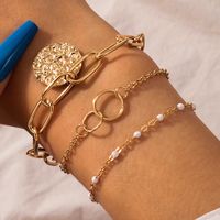 Wholesale Jewelry Hollow Thick Chain Disc Pendant Bracelet 3-pieces Set Nihaojewelry sku image 1