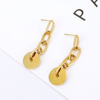 Nihaojewelry Jewelry Wholesale Long Chain Small Disc Pendant Stainless Steel Earrings main image 3