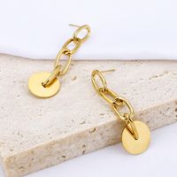 Nihaojewelry Jewelry Wholesale Long Chain Small Disc Pendant Stainless Steel Earrings main image 4