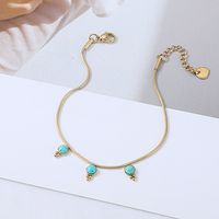 Nihaojewelry Simple Style Water Drop Turquoise Stainless Steel Bracelet Wholesale Jewelry main image 4