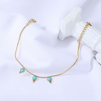 Nihaojewelry Simple Style Water Drop Turquoise Stainless Steel Bracelet Wholesale Jewelry main image 5
