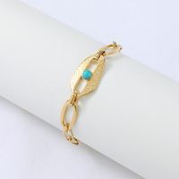 Nihaojewelry Simple Stainless Steel Chain Turquoise Stitching Bracelet Wholesale Jewelry main image 1